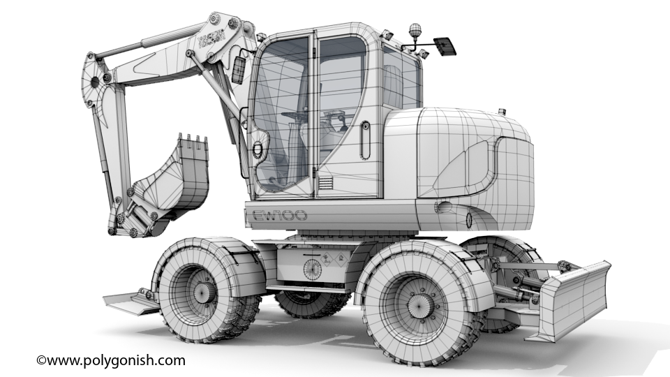 Wacker Neuson EW100 Excavator 3D Model