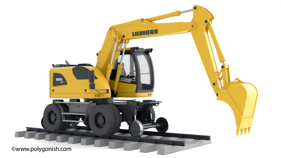 Liebherr A 922 Railroad Excavator 3D Model