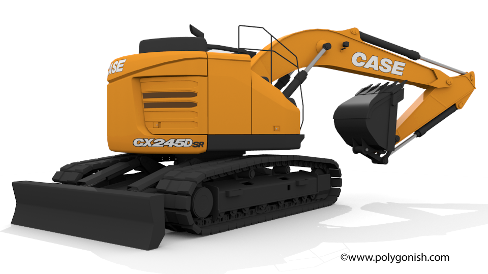 Case CX245D SR Mono Boom Crawler Excavator 3D Model