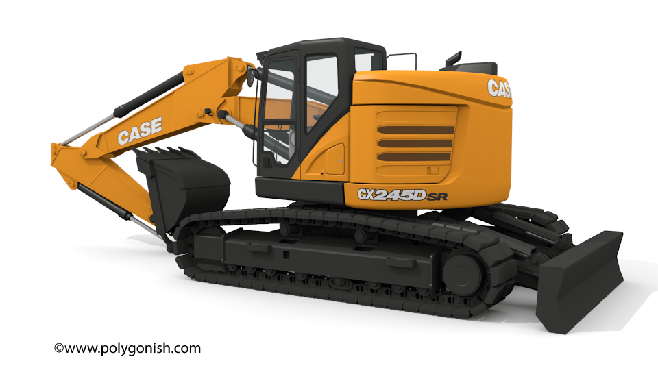 Case CX245D SR Crawler Excavator 3D Model