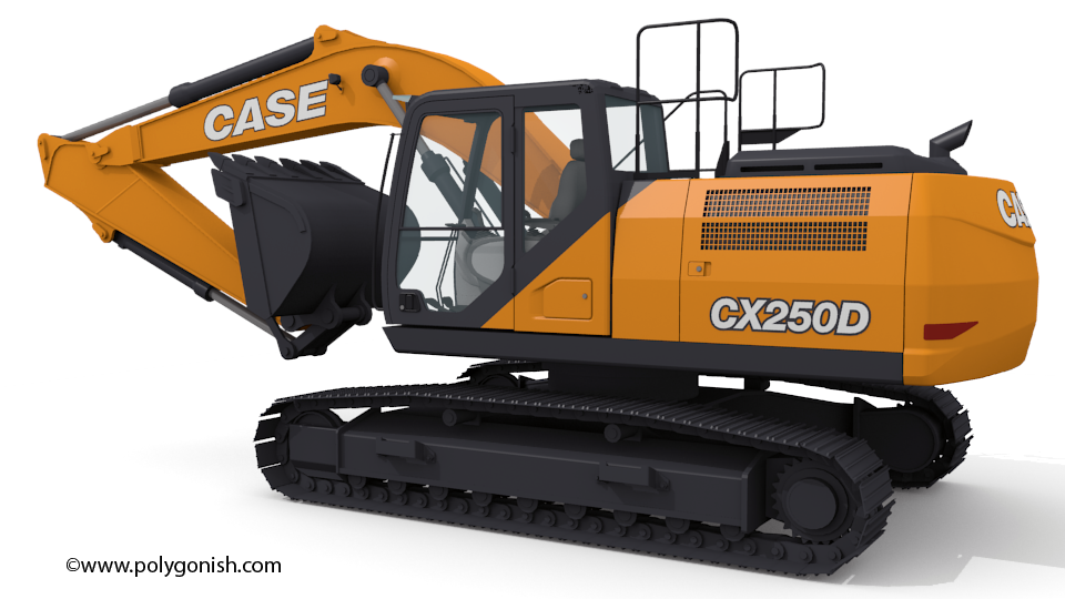 Case CX250D Excavator 3D Model
