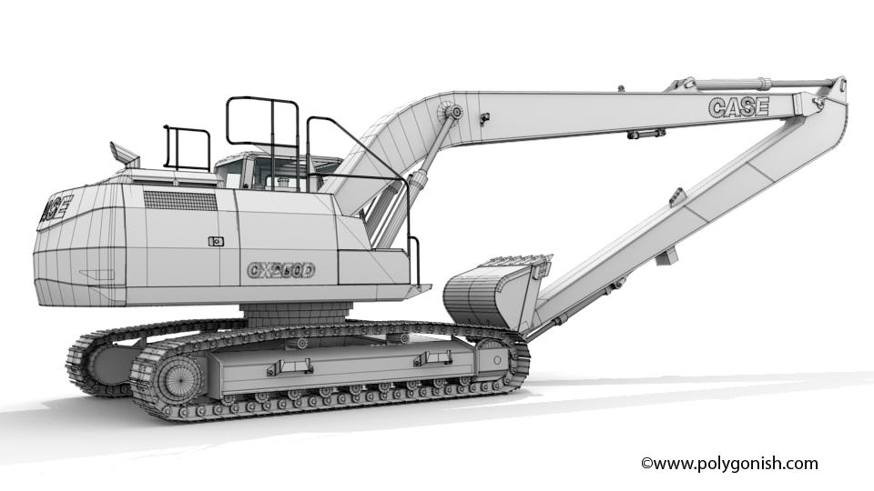 Case CX250D LR Excavator 3D Model