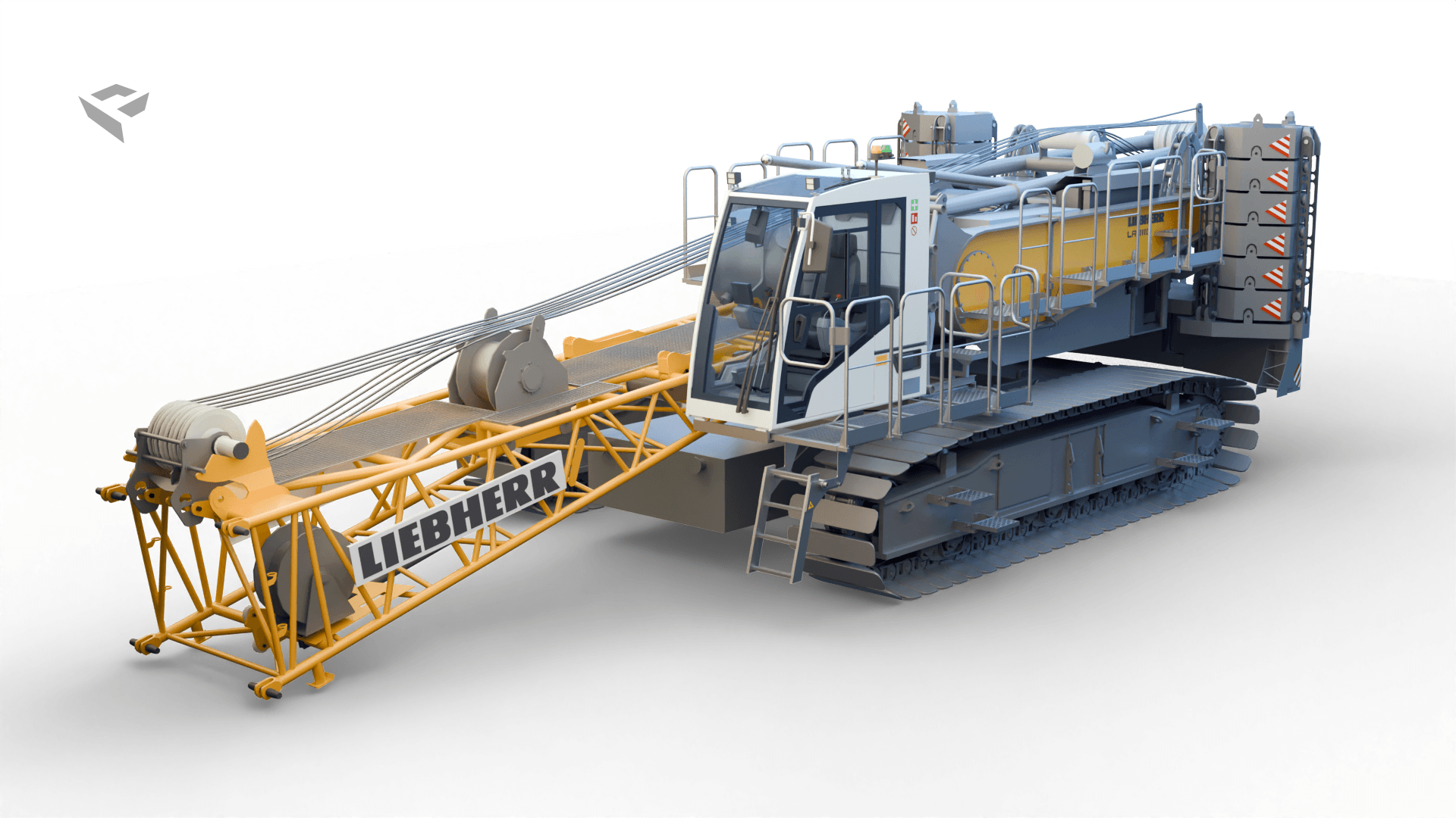 3D Model Liebherr LR 1110 hydraulic lift crane front view