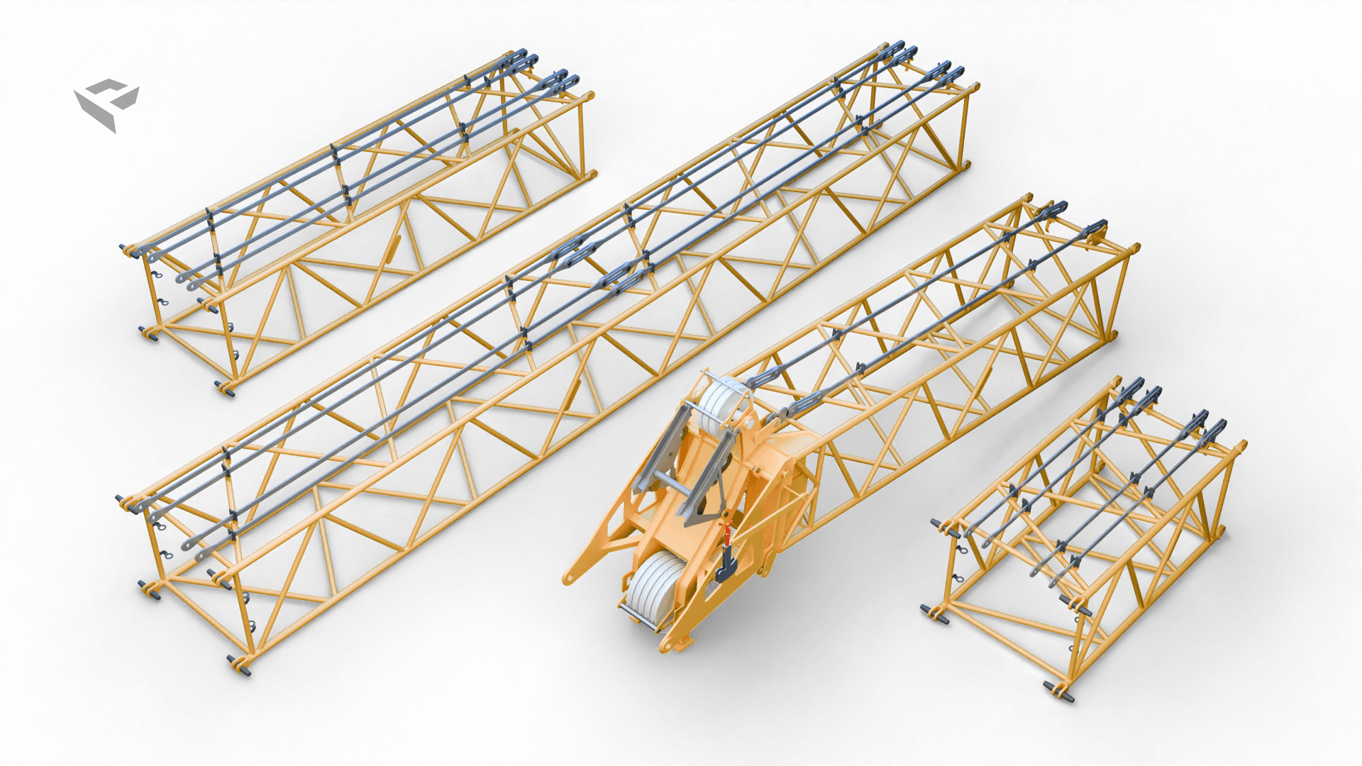 3D Model Liebherr LR 1110 hydraulic lift crane boom sections and boom head