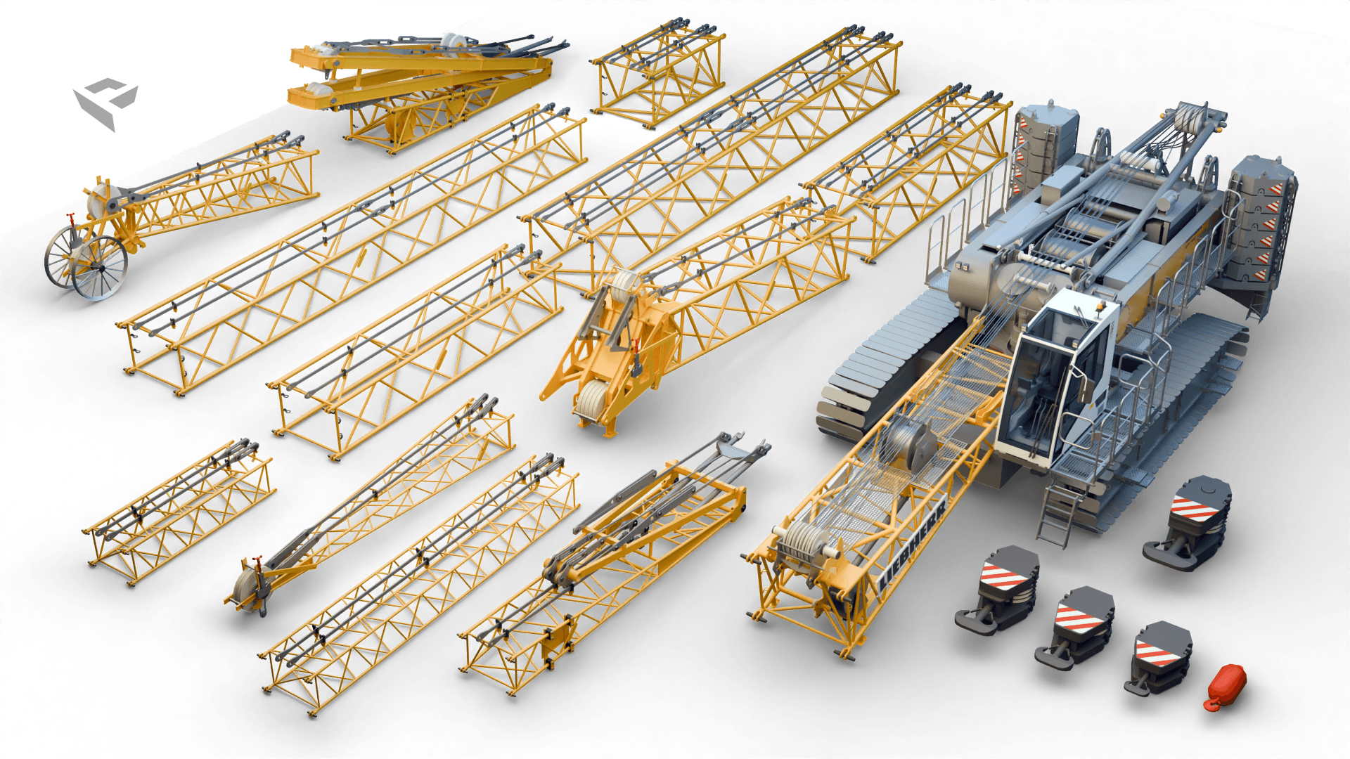 3D Model Liebherr LR 1110 hydraulic lift crane